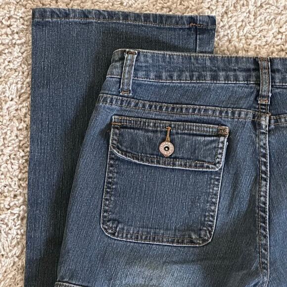 Southpole Womens Flare Jeans‎ Cargo Pockets Denim Stretch Dark Wash Blue Size 7 - Picture 12 of 16